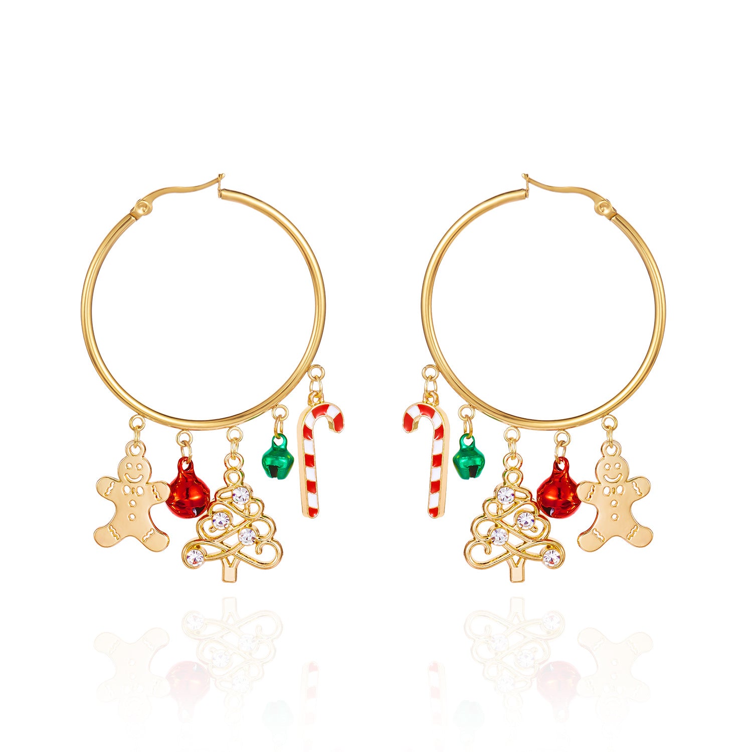 Wholesale New Christmas earrings for women all-match holiday Christmas gingerbread man cane earrings